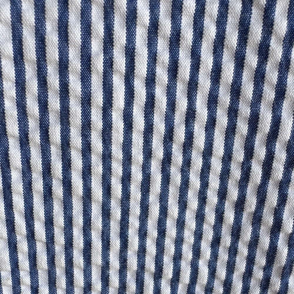 L.L. Bean Women's Blue and White Striped Seersucker Pants - Picture 5 of 7